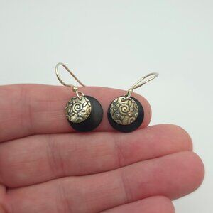 Sterling Silver Handmade Two Tone Pattern Earrings A526